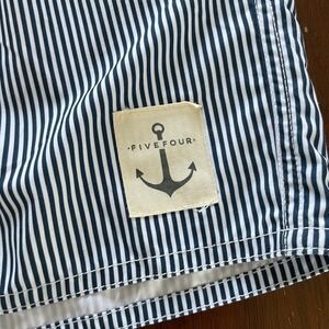 Five Four Men 3XL Swim Trunks Navy‎ White Striped Anchor Mesh